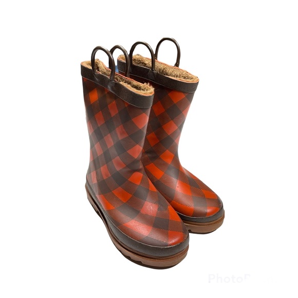Western Chief Other - Western Chief Girls Camp Fire Plaid Rain Boots Size 13
